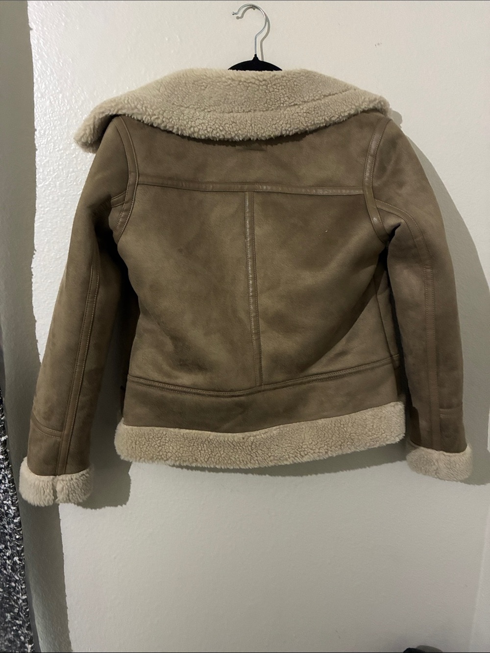 Zara Double Faced Faux Suede Shearling Biker Jacket - Picture 7 of 11